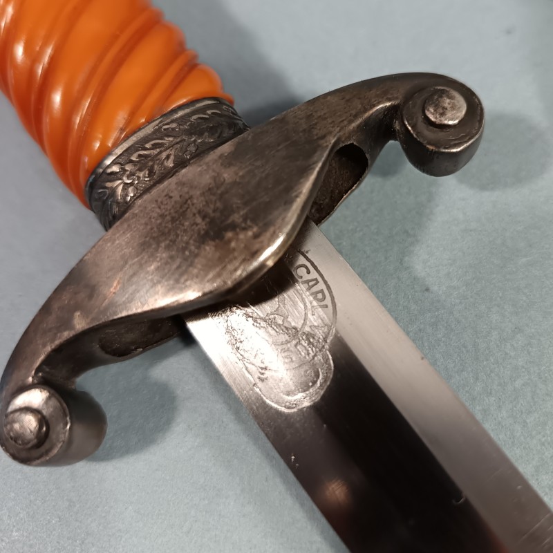 DAGUE ALLEMANDE WEHRMACHT POUR LA HEER MODELE 1935 AVEC POIGNEE ORANGE ET DRAGONNE MARQUAGE CARL WUSTHOF SOLINGEN